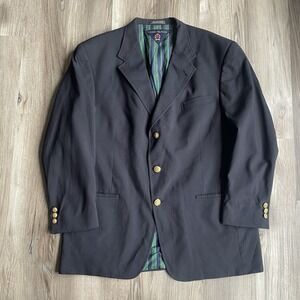 Tommy Hilfiger Vintage Men's Wool Blazer Sports Coat Navy Blue Gold Buttons 44R